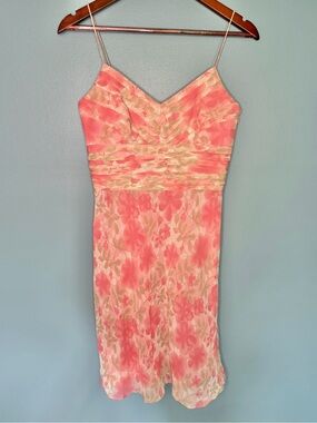 Vintage Y2K Ann Taylor Loft Silk Floral Pink Slip Dress Romantic Fairy | Size 2